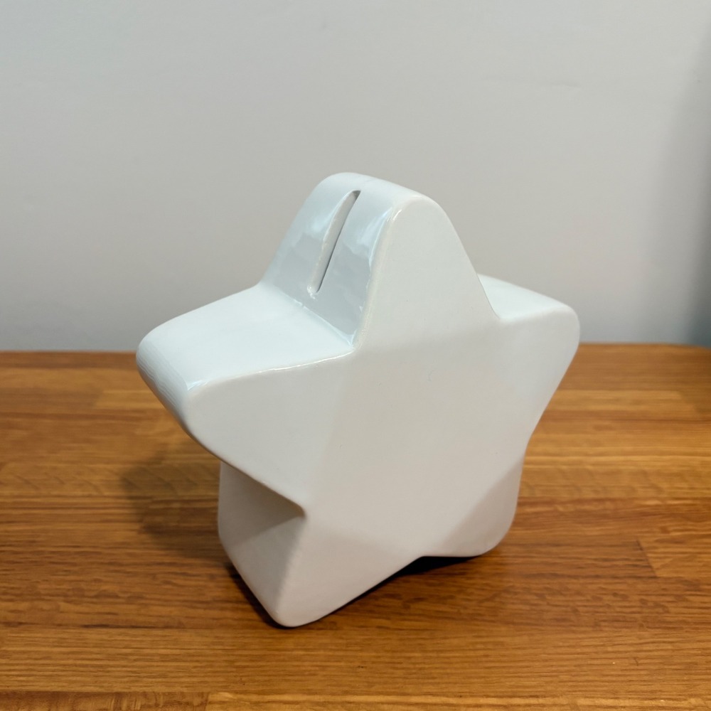 Star Coin Bank Hobby Lobby Ceramic Piggy Bank White NEW without tags